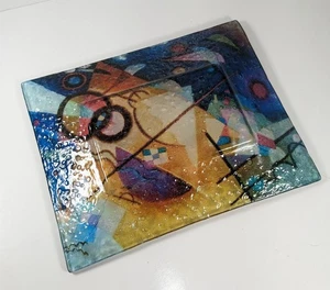Vitral Rectángulo Fusionado Arte Plato Bandeja Plato Baratija Valet 11" x 8" - Imagen 1 de 6