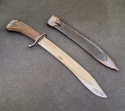 ANTIQUE 19th cen. 11" Blade BOWIE KNIFE Stag Handle & Orig. Sheath Unmarked  - Image 1 of 4