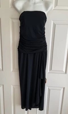 Vintage Carla Zampatti Dress AUS 10 Midi Black Strapless Evening Formal Cocktail - image 1 of 4