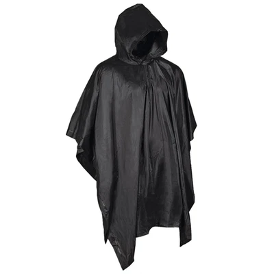MIL-TEC Poncho Hooded Versatile Water Resistant Mesh Bag Included Black - Image 1 of 2