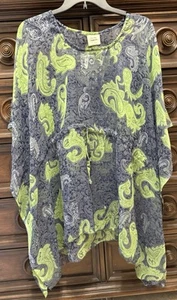 Seven Islands New York Badeanzug Coverup transparent Bluse Dolmanärmel navy Paisley - Bild 1 von 4