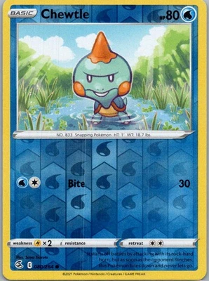 Pokemon Chewtle SWSH08: Fusion Strike 080/264 Near Mint NM Reverse Holo - Image 1 of 2