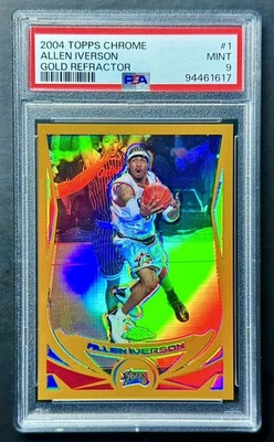 2004-05 Topps Chrome ALLEN IVERSON #1 Gold Refractor #40/99 PSA 9 Mint - Image 1 of 2