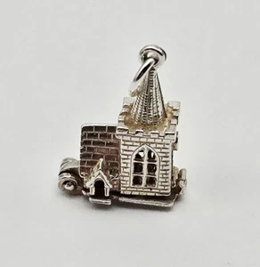 VTG Sterling Silver 925 Wedding Chapel Church Bride Groom Articulated Charm 2.9g - Picture 1 of 5
