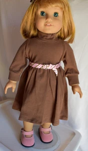 BROWN & PINK DRESS SET FITS AMERICAN GIRL DOLLS HANDMADE NEW   DOLL NOT INCLUDED - Picture 1 of 2