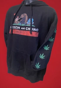 Cheech And Chong California Republic Black Reefer Hoodie Sweatshirt Sz Large - Picture 1 of 3