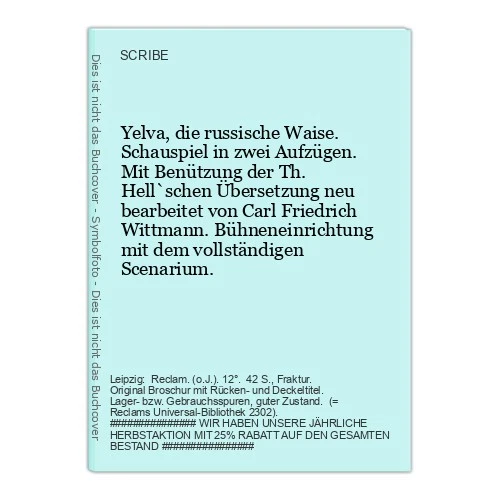 Yelva, The Russian Orphan. Play in Two Acts - Image 1 of 1