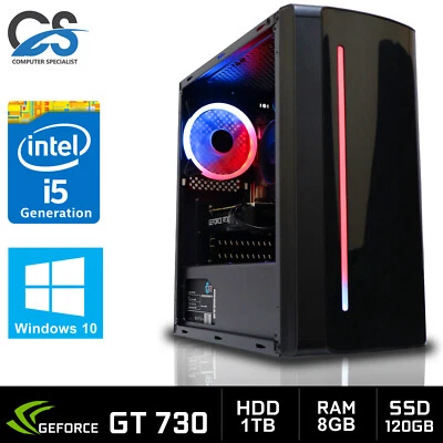 Intel Rápido Quad Core i5 PC Para Jugar 8GB RAM 1TB+ 128GB SSD Nvidia Gt 730 - Imagen 1 de 4