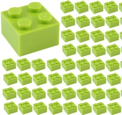 ☀️50x NEW LEGO 2x2 LIME GREEN Bricks (# 3003) BULK Parts City Building - Image 1 of 2