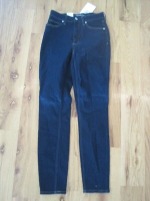 Pantalones de mezclilla Calvin Klein 26 32L oscuros para mujer CK5 010 tiro alto ajustados nuevos con etiquetas Foto 1 de 4