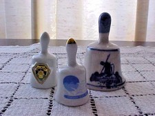 Porcelain Bell Lot of 3 Total Two Are States and Larger One Is Windmill Used