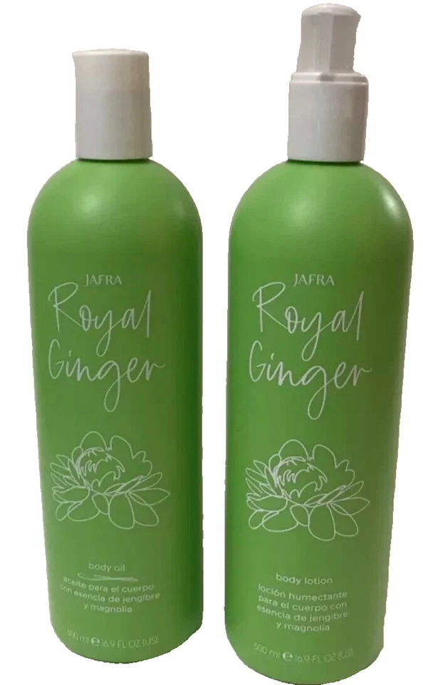 Aceite corporal de jengibre real Jafra y loción de jengibre real BONO TALLA 16,9 FL. OZ. SET Foto 1 de 1