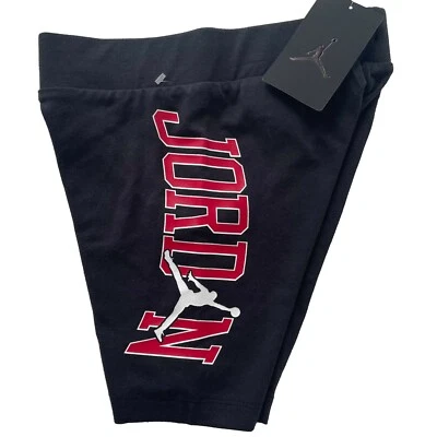 耐克短裤 女孩 小号 8 码 黑色 Jordan 棉弹力自行车 运动 全新 — 第 1/4 张图片