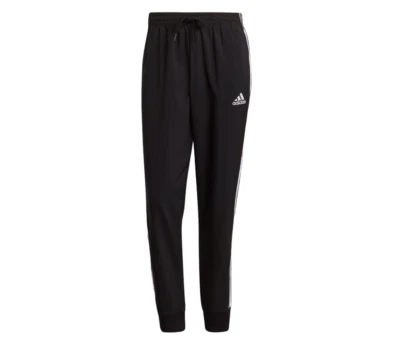 Adidas Mens Aeroready Essentials Tapered Cuff Woven 3-Stripes Black Pants - image 1 of 4