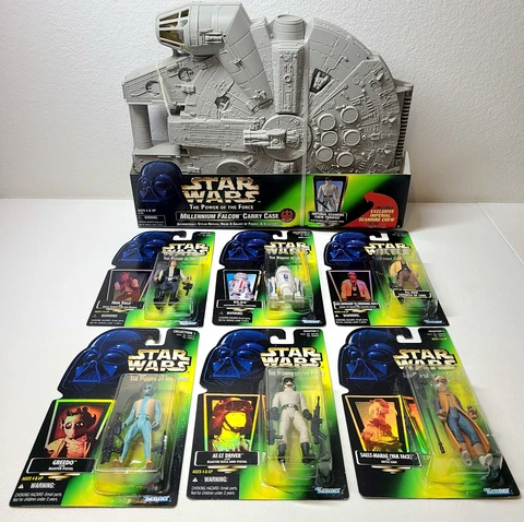 Star Wars Millennium Falcon Carry Case + 6 Action Figure Lot #1 Han Solo Greedo Cover