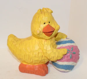 Springtime/Easter Decor Whimsical Wonderful Yellow Ducky with Egg Resin Figurine - Picture 1 of 4