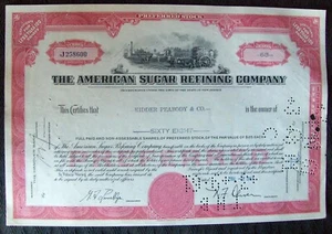 Stock certificate American Sugar Refining Comp. Payee KIDDER PEABODY & Co 1961. - Picture 1 of 2