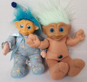 Muñecas TROLL De Colección - LOTE DE 2 - ACE NOVEDAD 12" Felpa Gema Payaso Pelo Verde Menta - Imagen 1 de 8