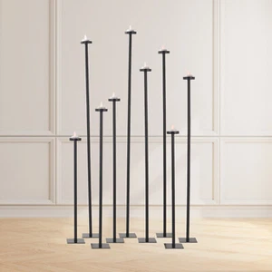 Set of 9 Metal Tall Black Candlesticks Modern Candle Holder Stand Wedding Decor - Picture 1 of 12