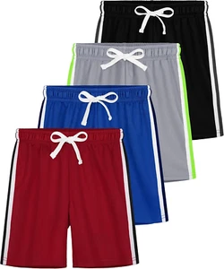 4 Pack Boys Shorts Toddler Boys Athletic Basketball Shorts Clothes Kids Mesh Act - Picture 1 of 12