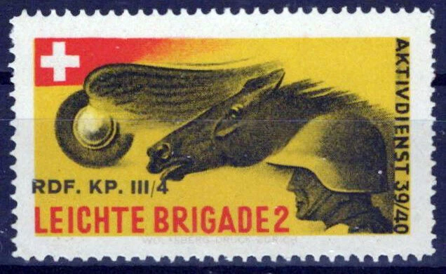 Switzerland MNH Soldier Stamp Horses Lt Brigade RDF. KP. III/4 Zayix 0125M0266 - Image 1 of 2