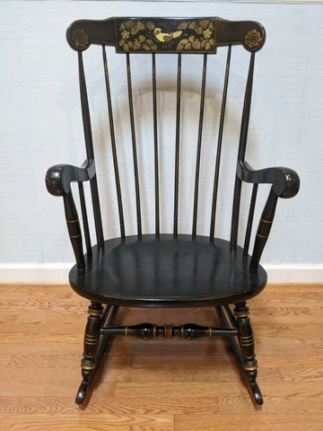 Ethan Allen Maple Ebonized Black Lacquer Boston Rocker Rocking Chair 14 9703 Cover