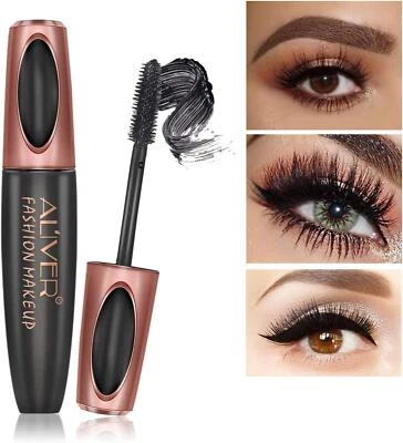 ALIVER 4D Waterproof Silk Fibre Make Up False Lash Long Lasting Mascara BLACK
