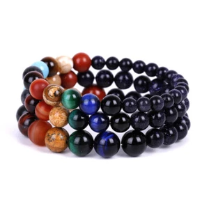 Women Sandstone Solar Beaded Bracelet Energy Healing Protection Luck Jewelry - Picture 1 of 15
