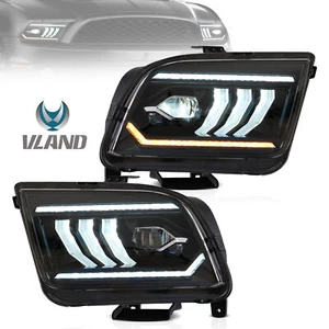 Full LED Projector Headlights For Ford Mustang 2005-2009 w/ Dynamic DRL LH+RH - Picture 1 of 12