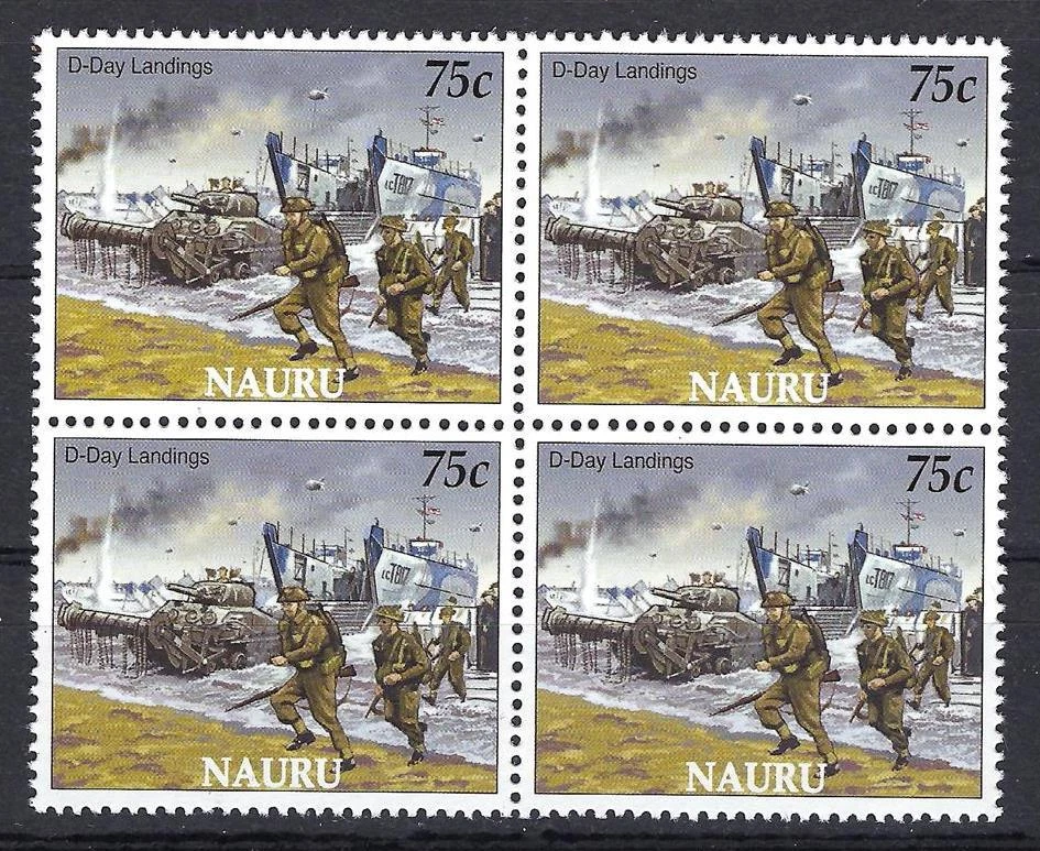Nauru Segunda Guerra Mundial D-day Landings Commandos Sherman Crab Landing Craft tanque bloque 4 MNH Foto 1 de 1
