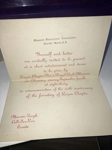 Masonic celebration invitation, 1917 In original stamped envelope - Picture 1 of 6
