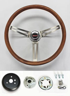 74-94 GMC Truck C15 C25 C1500 Jimmy 15" Stained Wood Grip Steering Wheel GMC Cap - Image 1 of 4