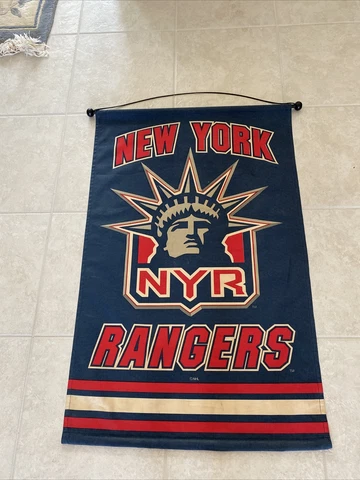 Vintage NEW YORK RANGERS Hockey Statue of Liberty banner flag 43" x 28" sign Cover