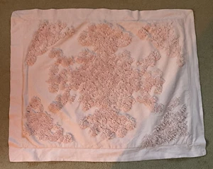 Linen Source Imperial Drop Ruffle Chenille Pink Pillow Sham - Picture 1 of 7