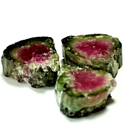 RARE! TOP QUALITY  NATURAL TRAY BI SLICES TOURMALINE 12.45 CT.3 PCS. - Image 1 of 4