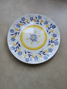 Stangl Pottery Fairlawn Lg.Serving Plate Folk Art Blue Yellow Vintage 12.25 " - Picture 1 of 18