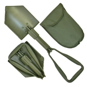 Olive Green NATO Type FOLDING SHOVEL - EXTREME Military Army Spade with Case New - Picture 1 of 8