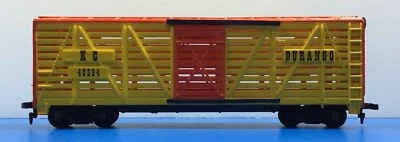 HO Scale Tyco K C 40394 Livestock Cattle Stock Box Car Durango Red Yellow    #19 - Image 1 of 4