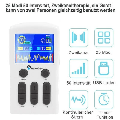 AUXOLIEV OSITO TENS Gerät Reizstromgerät EMS-Pulsmassagegerät Schmerzlinderung mit 10pads