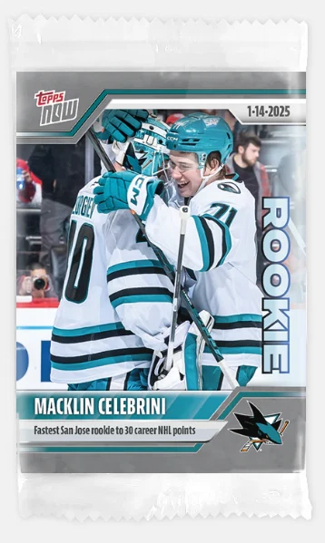 Macklin Celebrini RC - 2024-25 NHL Topps AHORA - Pegatina 88 San Jose Sharks Foto 1 de 1