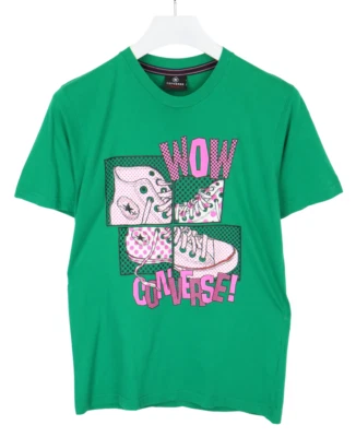 Converse Camiseta para Hombres Mediano Logo Elástico Cuello Redondo Verde Jersey - Imagen 1 de 4