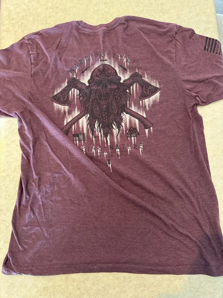 Мужская футболка в стиле Howitzer ВИКИНГ ВОИН военная Grunt MFG большая бордовая - Изображение 1 из 4