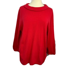 Boden Womens 18 XL Red Cashmere Cotton Blend Sweater Rolled Mock Neck DB - Picture 1 of 12