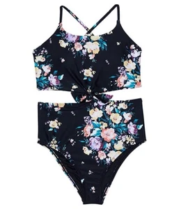 O'Neill L89734 Girls Black/Multi Rosetta Floral Knot One Piece Swimsuit Size 8 - Picture 1 of 3