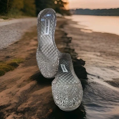 Steve Madden Swirly Smoke Woven Jelly Shoes Womens Size 7 Gray Flats - Image 1 of 4