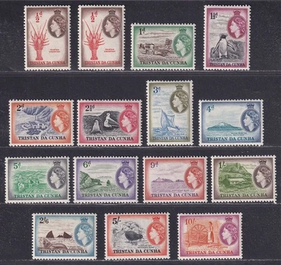Tristán da Cunha 1954 Reina Isabel II Set Como Nuevo SG14-27 gato £90 Foto 1 de 2