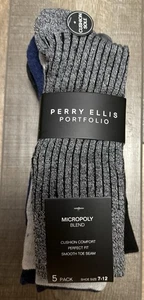 Paquete de 5 calcetines acolchados Perry Ellis Portfolio mezcla micropolios para hombre talla 7-12 - Imagen 1 de 4