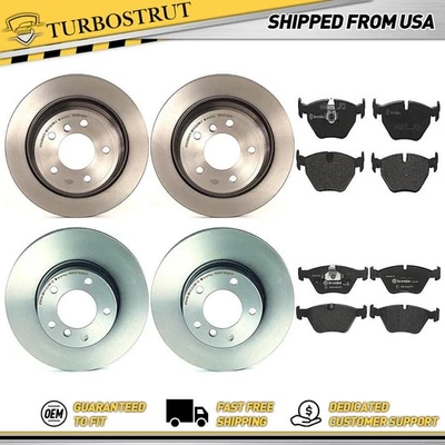 Kit de pastillas de freno rotores de freno delanteros traseros OE Brembo Prime para BMW 528i 1999 2000 Foto 1 de 4