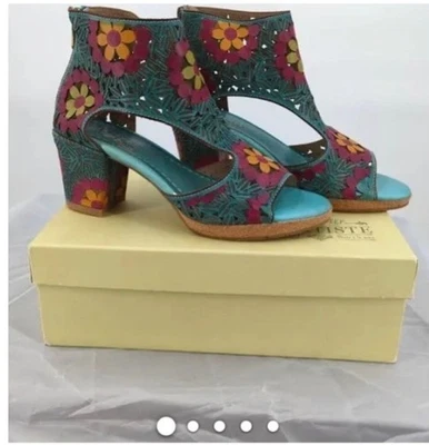 $160 Spring Step L’Artiste 41 9.5 10 Sandals Cutout Bootie Kenzee Shoes Blue - Image 1 of 4