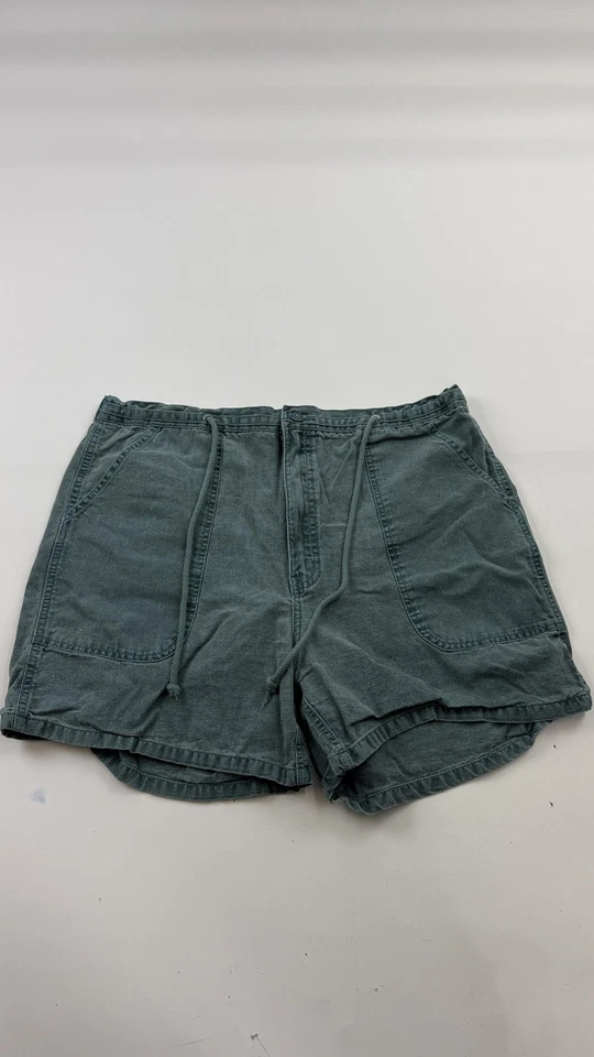 复古 Weekender 短裤男式 38 绿色棉旅行抽绳 90 年代 — 第 1/4 张图片